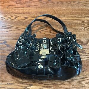 Black Patent Leather Tote Bag